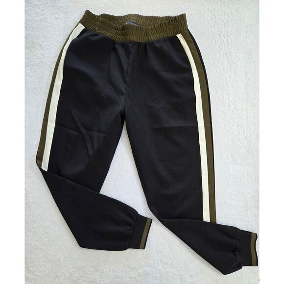 Zara Pants - Zara Pants Womens Size Small Pull On Joggers White Side Stripe Mid-Rise Black